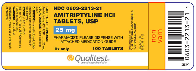 This is an image of the label for 25 mg Amitriptyline HCl Tablets.