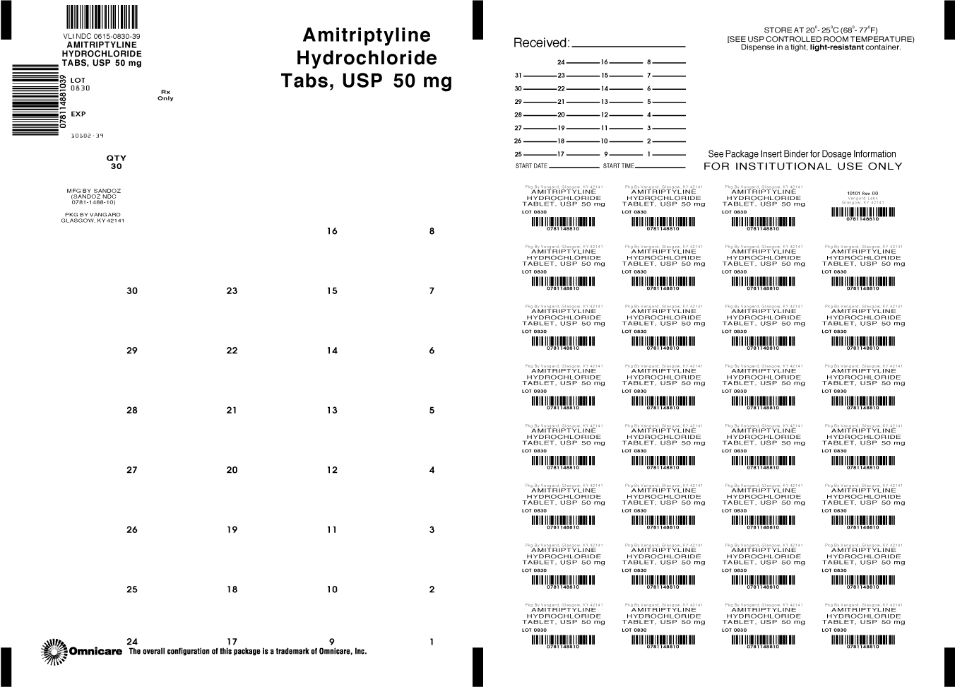 Principal Display Panel-Amitriptyline HCl Tabs, USP 50mg