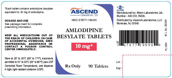 Amlodipine Besylate 10 mg Tablet, 90 Tablets Bottle Label 