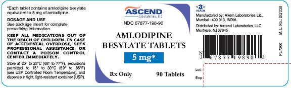 Amlodipine Besylate 5 mg Tablet, 90 Tablets Bottle Label