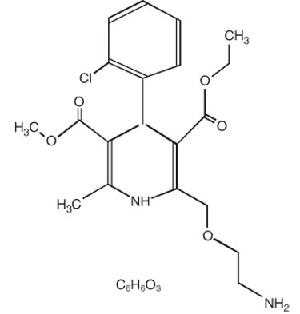 This is an image of the structural formula for Amlodipine Besylate.