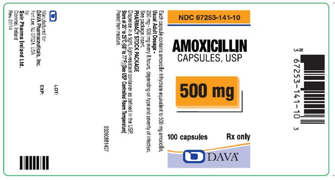 Image of the Amoxicillin Capsules, USP 500 mg 100 capsules label