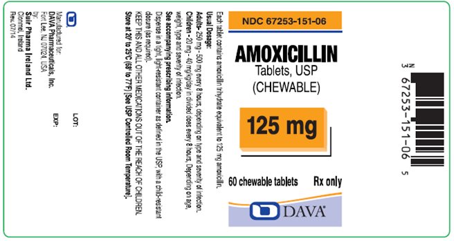 Image of the Amoxicillin Tablets, USP (Chewable) 125 mg 60 chewable tablets label