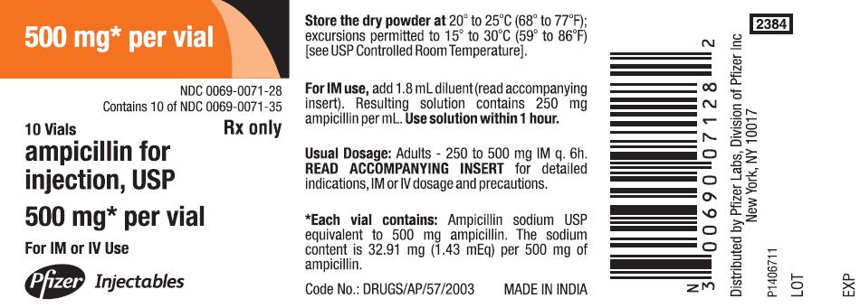 PACKAGE LABEL-PRINCIPAL DISPLAY PANEL - 500 mg (10 Vial) Box Label