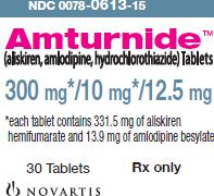 PRINCIPAL DISPLAY PANEL
Package Label – 300 mg* / 5 mg* / 12.5 mg
Rx Only		NDC 0078-0611-15
Amturnide™ 
(aliskiren, amlodipine, hydrochlorothiazide) Tablets
300 mg* / 5 mg* / 12.5 mg
*each tablet contains 331.5 mg of aliskiren hemifumarate and 6.9 mg of amlodipine besylate
30 Tablets