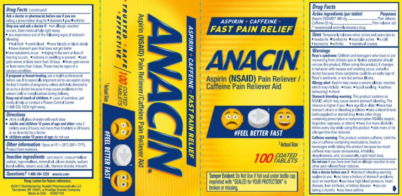 ANACIN®

Aspirin (NSAID) Pain Reliever / Caffeine Pain Reliever Aid
100 COATED TABLETS
