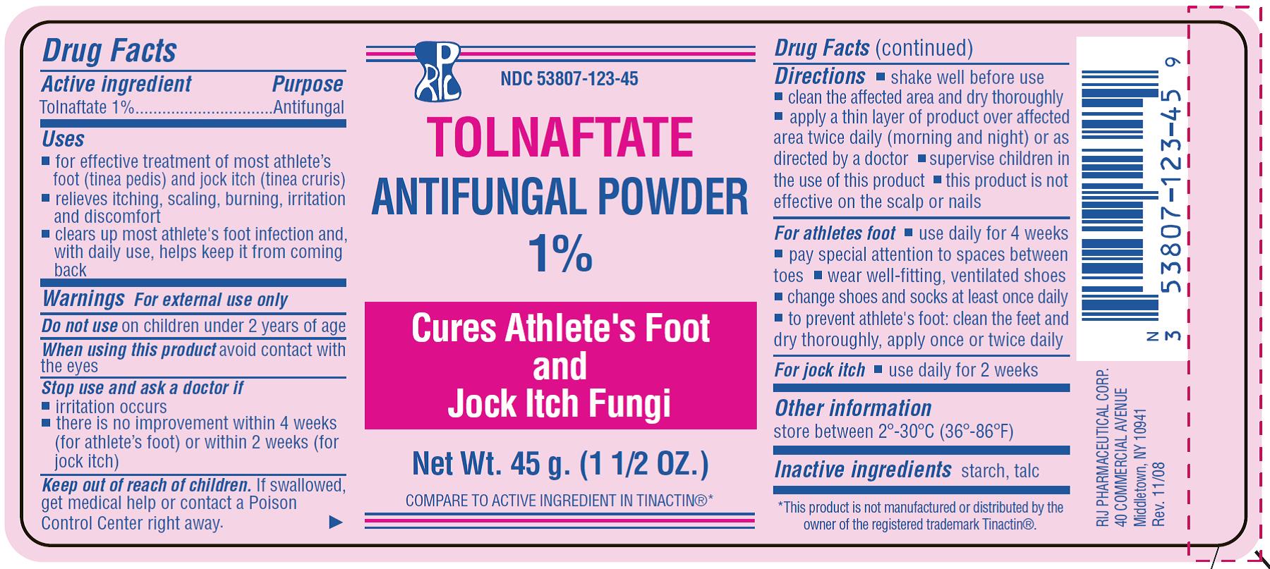 Anti-Fungal Powder Label