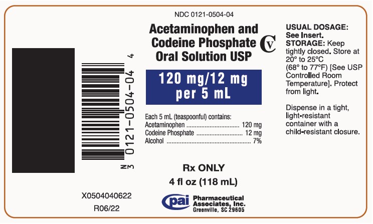 Acetaminophen and Codeine Phosphate Oral Solution USP - 118 mL Bottle Label