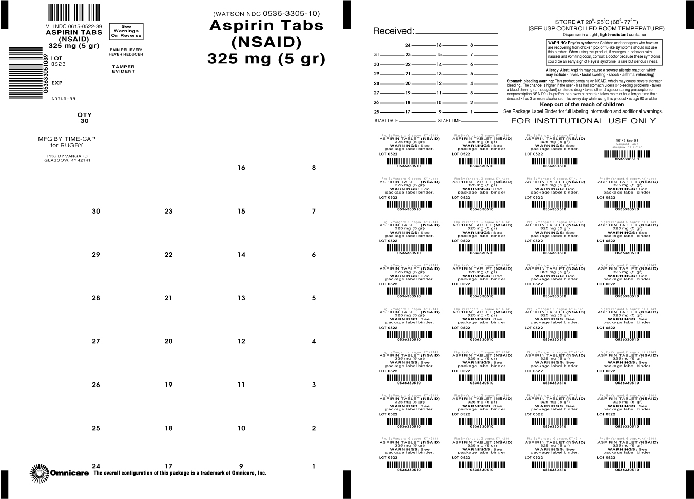 Principal Display Panel-Aspririn Tabs (NSAID) 325mg (5gr)