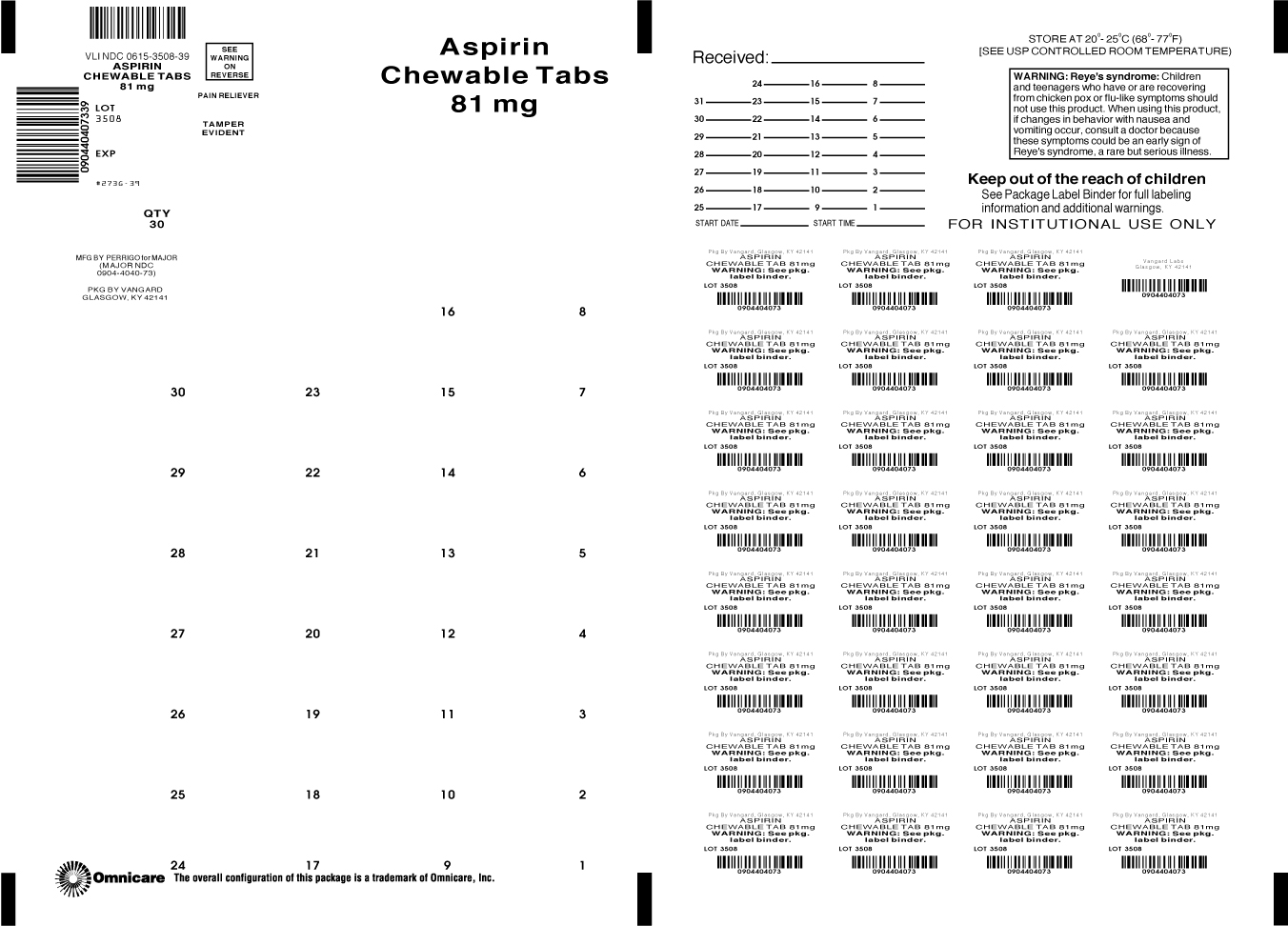Principal Display Panel-Aspirin (NSAID*) chewable Tabs 81mg *nonsteroidal anti-inflammatory drug