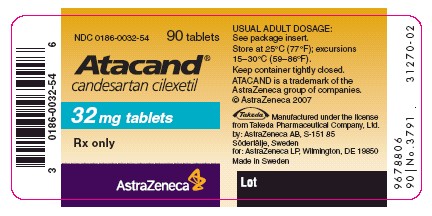 Atacand 32mg - 90 count bottle label