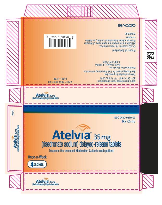 PRINCIPAL DISPLAY PANEL
NDC 0430-0979-03
Rx Only
Atelvia® 35 mg 
(risedronate sodium) delayed-release tablets
Dispense the enclosed Medication Guide to each patient
Once-a-Week
4 tablets
