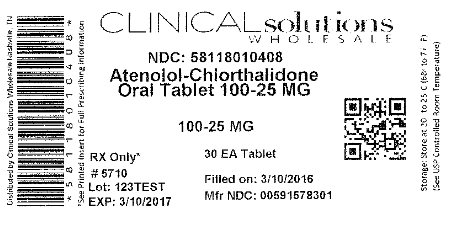 Atenolol-Chlorthalidone Oral Tablet 100-25 MG 30 Count Blister Card Label
