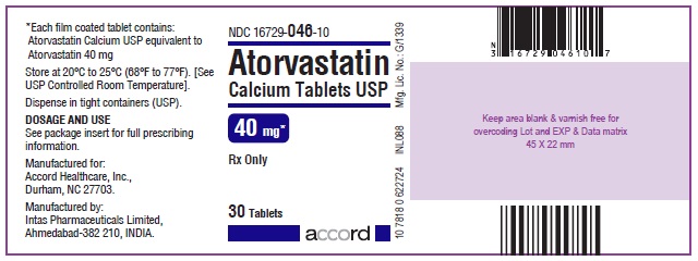 Atorvastatin Calcium Tablets – 40 mg 30 Bottle Label