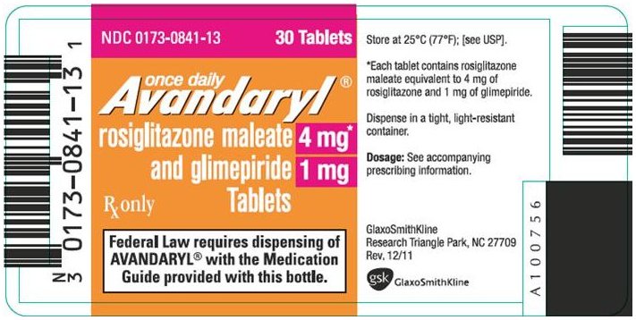Avandaryl 4 mg 1 mg bottle label