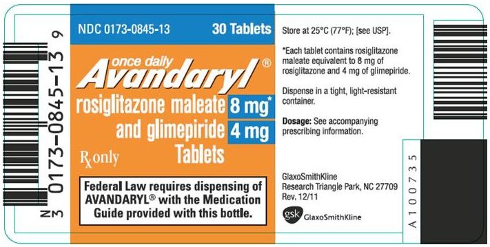 Avandaryl 8 mg 4 mg bottle label