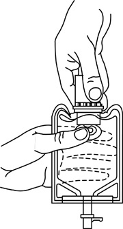 figure 6 Pull the inner cap from the drug vial. (SEE FIGURE 6.) Verify that the rubber stopper has been pulled out, allowing the drug and diluent to mix.