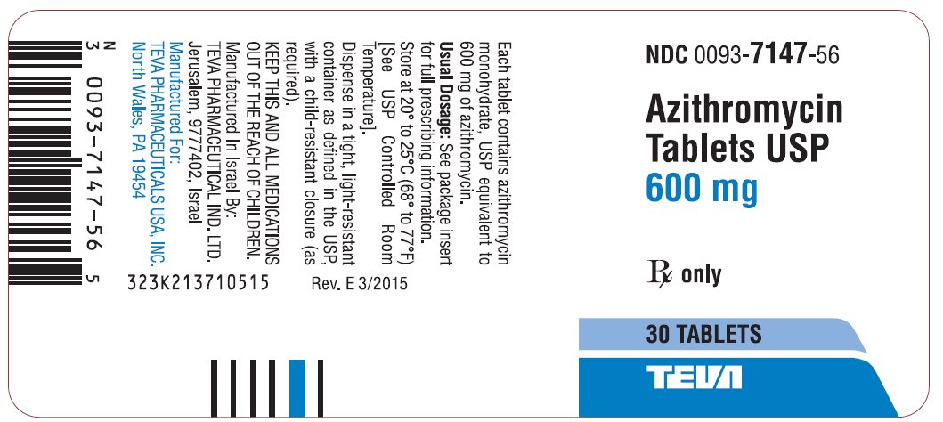 Azithromycin Tablets USP 600 mg 30s Label