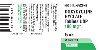  Doxycycline Hyclate Tablets USP 100mg 50s Label