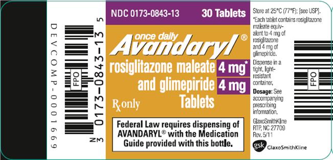 Avandaryl 4mg 4mg 30 tablets label
