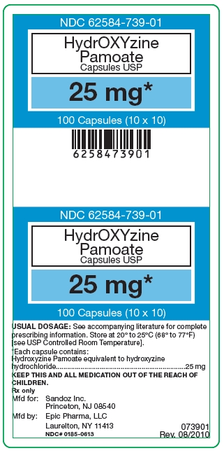 Hydroxyzine 25 mg x 100 Capsules - Label
