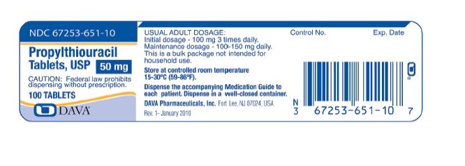 Propylthiouracil Tablets 50 mg -100 Tablets Bottle Label
