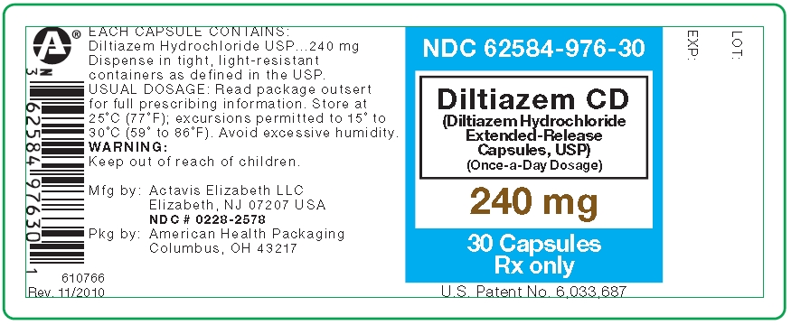 Diltiazem CD 240 mg Capsules, USP - 30 Count Bottle 