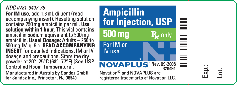 Ampicillin 500 mg Vial Label