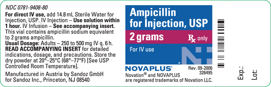 Ampicillin 2 gram Vial Label