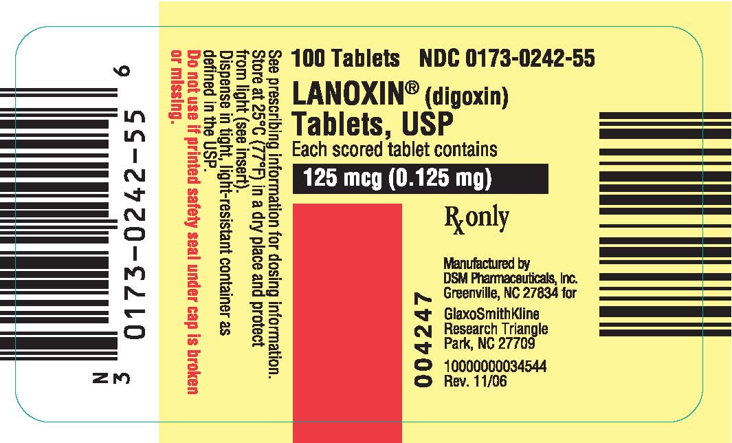 Lanoxin Tablet label