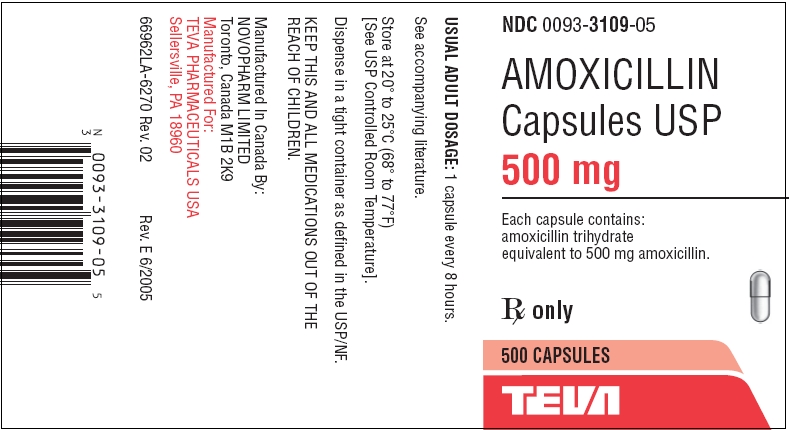 Image of 500 mg - 500 Capsules Label