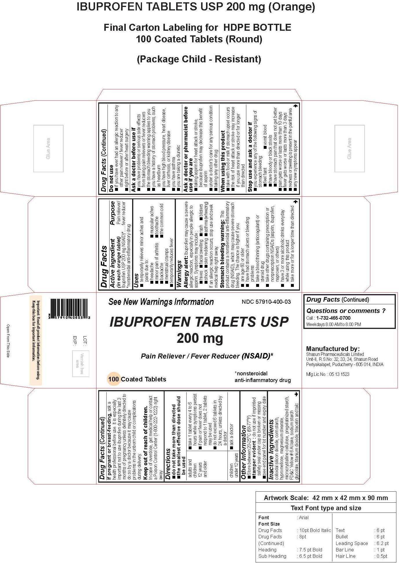 Ibuprofen, USP 200 mg Carton Label