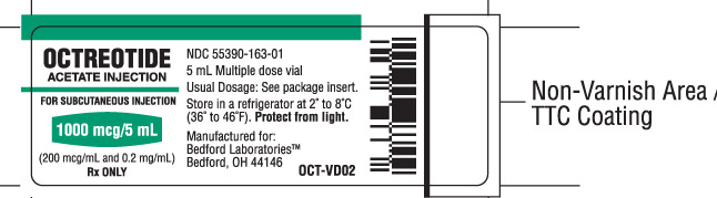 Vial label for Octreotide Acetate Injection 1000 mcg per 5 mL
