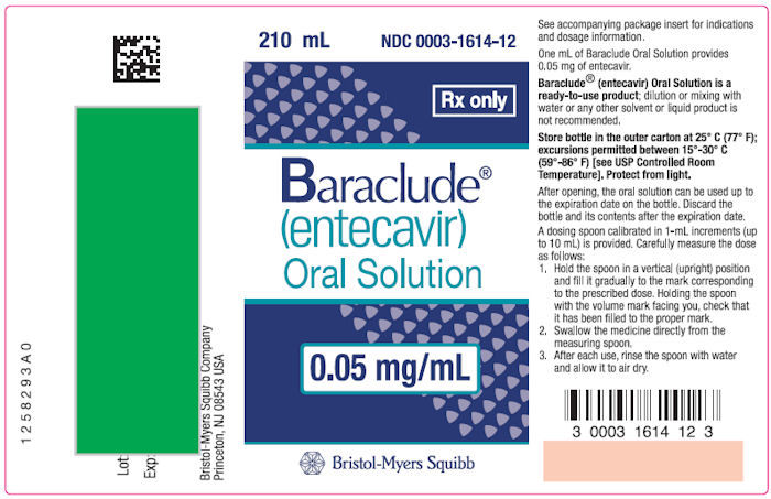 Baraclude Oral Solution 0.05-mg/mL Bottle Label