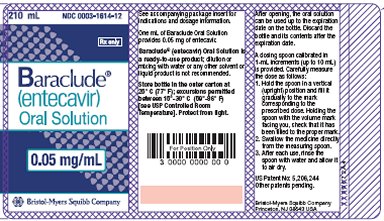 BARACLUDE Oral Solution 0.05-mg/mL Bottle Label
