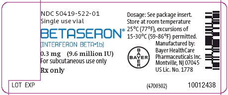 Betaseron Single Use Vial Label