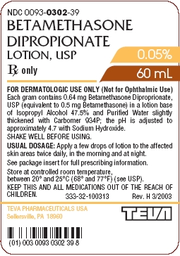 Betamethasone Dipropionate Lotion, USP 0.05% 60 mL Label