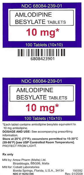 Container Label: Amlodipine Besylate Tablets 10 mg