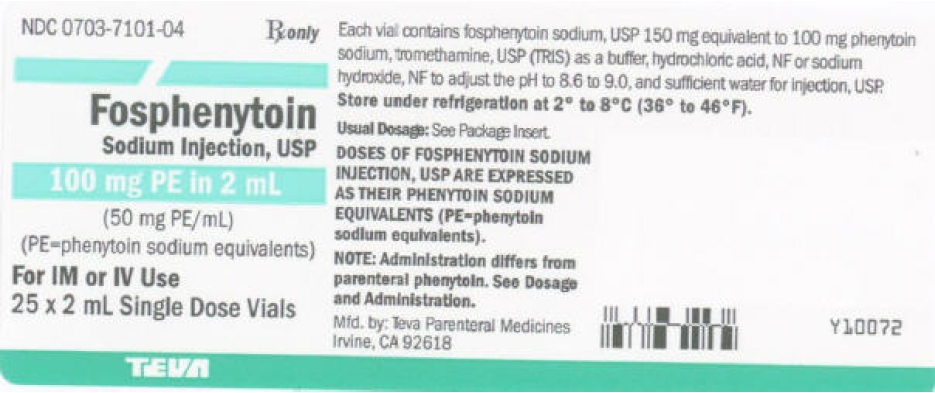 Fosphenytoin Na Injection 100 mg PE in 2 mL 25 x 2 mL Single Dose Vials Tray Label