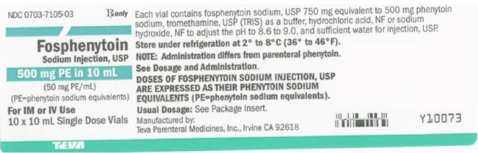 Fosphenytoin Na Injection 500 mg PE in 10 mL 10 x 10 mL Singel Dose Vials Tray Label