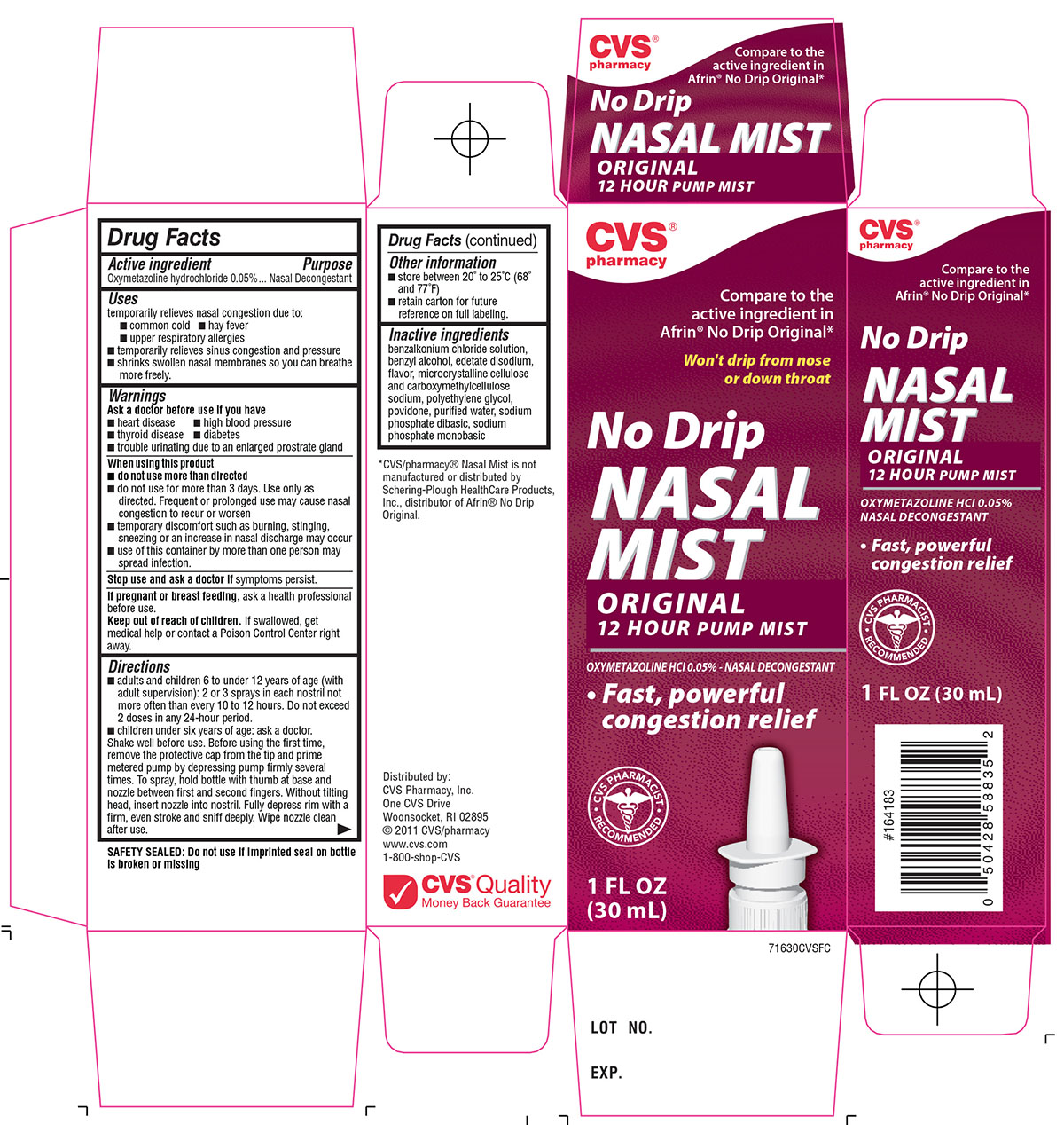 CVS No Drip Nasal Mist Original 1 fl oz