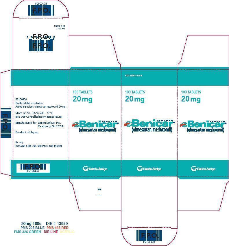 Benicar Tablets - Package Label - 20 mg 100 ct Carton