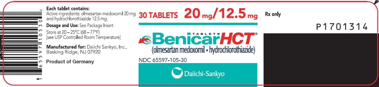 Package Label - Principal Display Panel - 30-Tablet Bottle - 20 mg / 12.5 mg Benicar HCT Tablet
