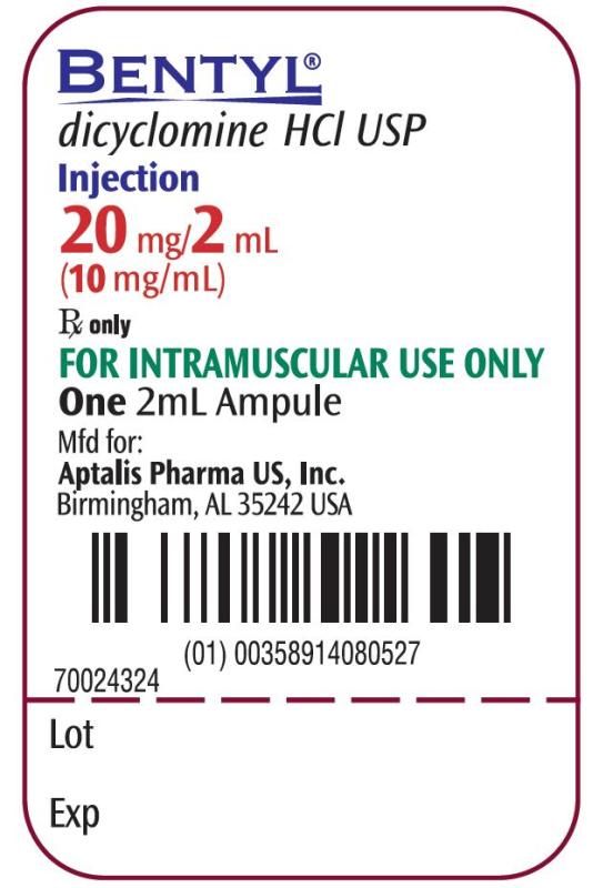 Bentyl Injection, Ampule label