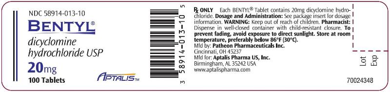 Bentyl Tablets, Label