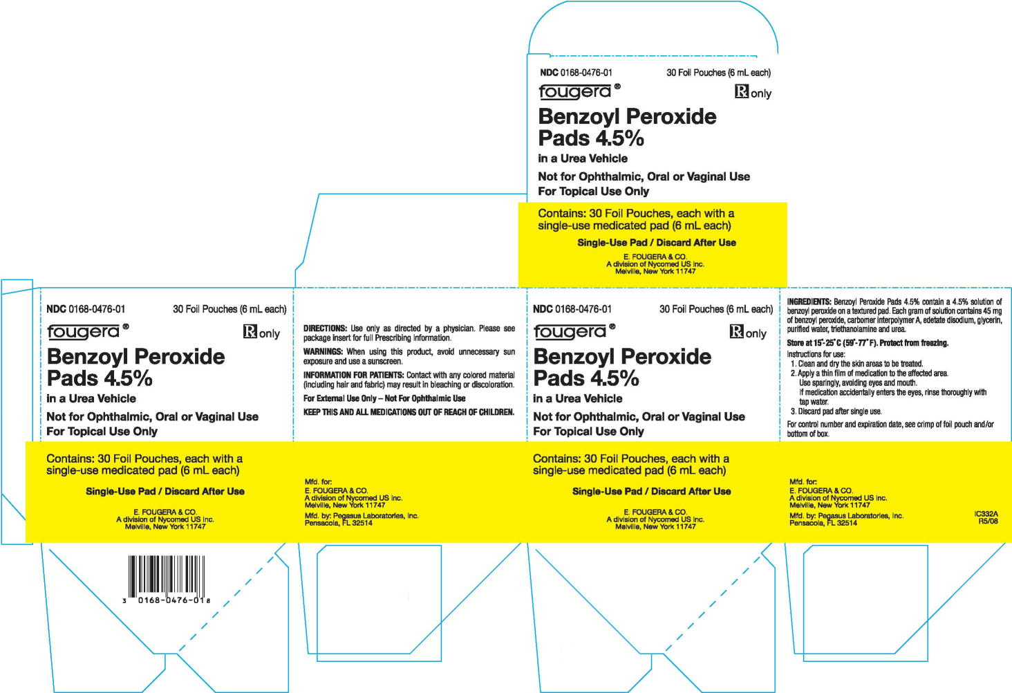 BENZOYL PEROXIDE PADS 4.5% - CARTON OF 30 FOIL POUCHES (6mL each)
