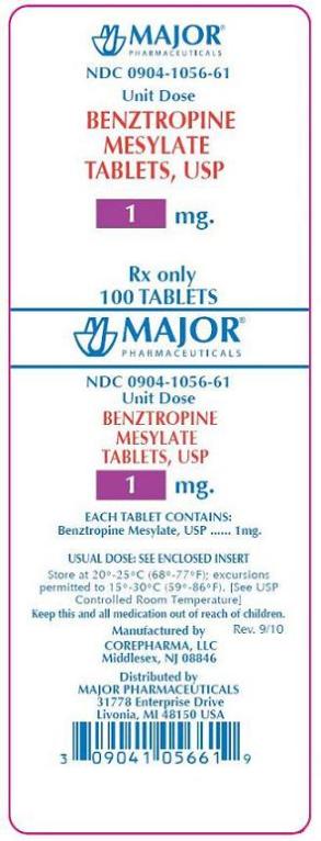 Bwnztropine Mesylate 1 mg Tablets