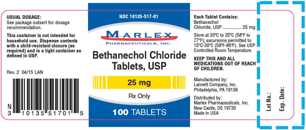 PRINCIPAL DISPLAY PANEL
NDC 10135-517-01
Bethanechol Chloride
Tablets, USP
25 mg
Rx Only
100 TABLETS
