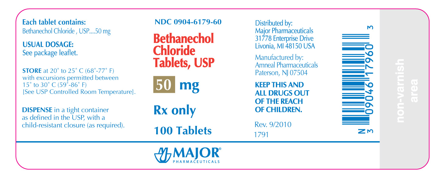 NDC 0904-6179-60 

Bethenechol Chloride

Tablets, USP

50mg

Rx Only

100 tablets

Major Pharmaceuticals
