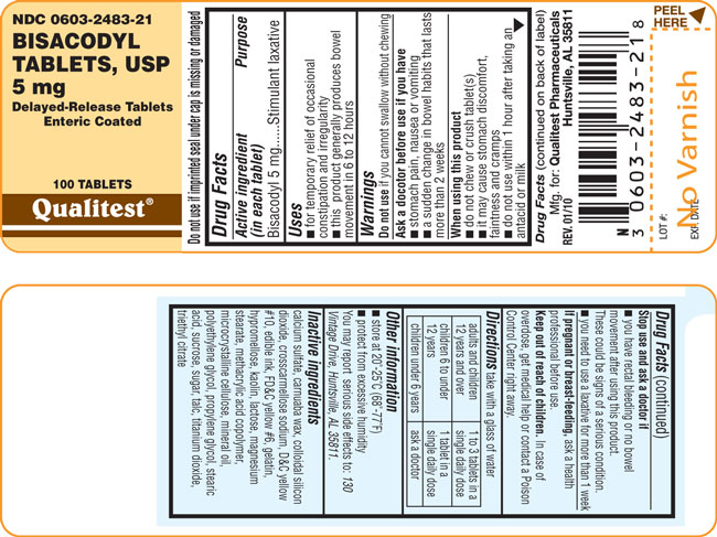 Bisacodyl Tablets, USP 5 mg 100ct label